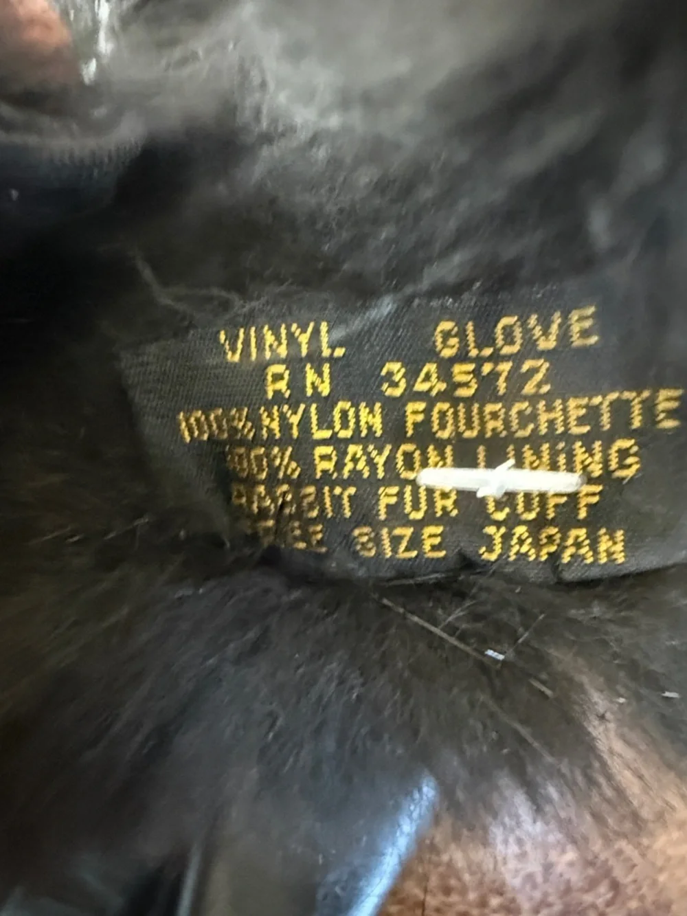 Genuine fur edge gloves made in Japan black size small